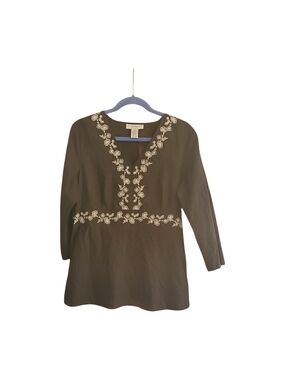 New Sag Harbor Black With White Embroidery Size Large Petite LP